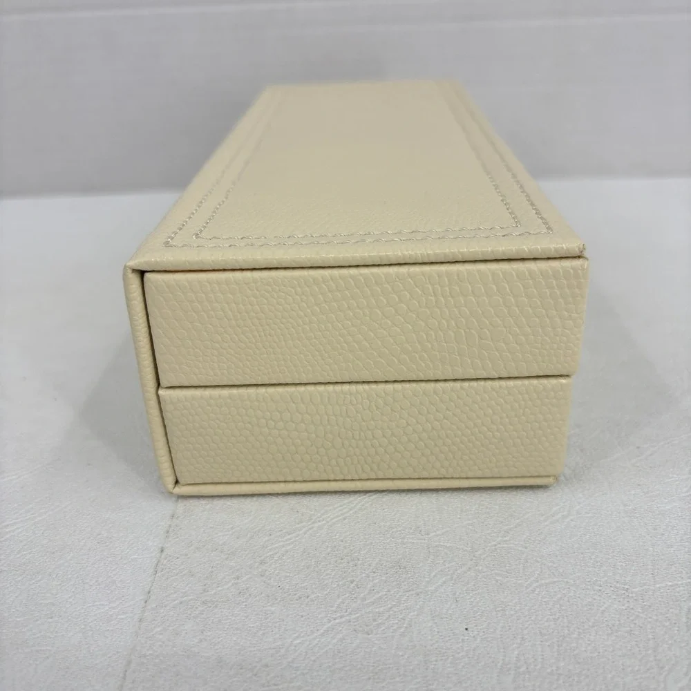 Jewelry Case Travel Box Removeable Zip Pouches Hinged Hard Side Cream